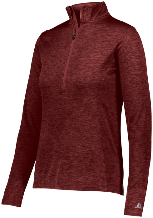 Russell Athletic Ladies Dri-Power Lightweight 1/4 Zip Pullover (QZ7EAX), Color 'Cardinal'